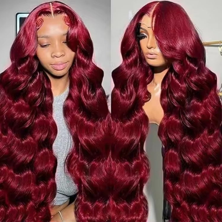 15A Human Hair Raw Hair Body Wave 99J Lace Frontal Wig