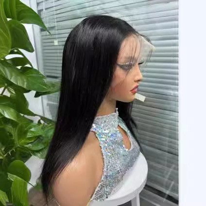Long Straight Hair Real Human Hair Head Covering Full Lace Wig Human Hair