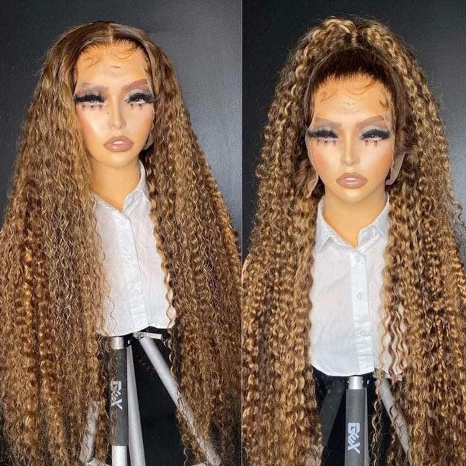 High Light Curly Human Hair Wig Real Hair Wigs P4/27
