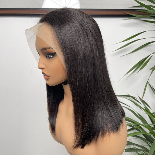 Peluca de cabello humano liso con encaje frontal de 13 x 4