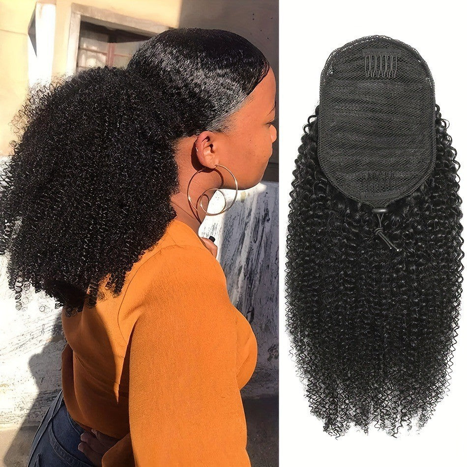Drawstring Ponytail Afro Kinky Curly Ponytail Human Hair Real Hair