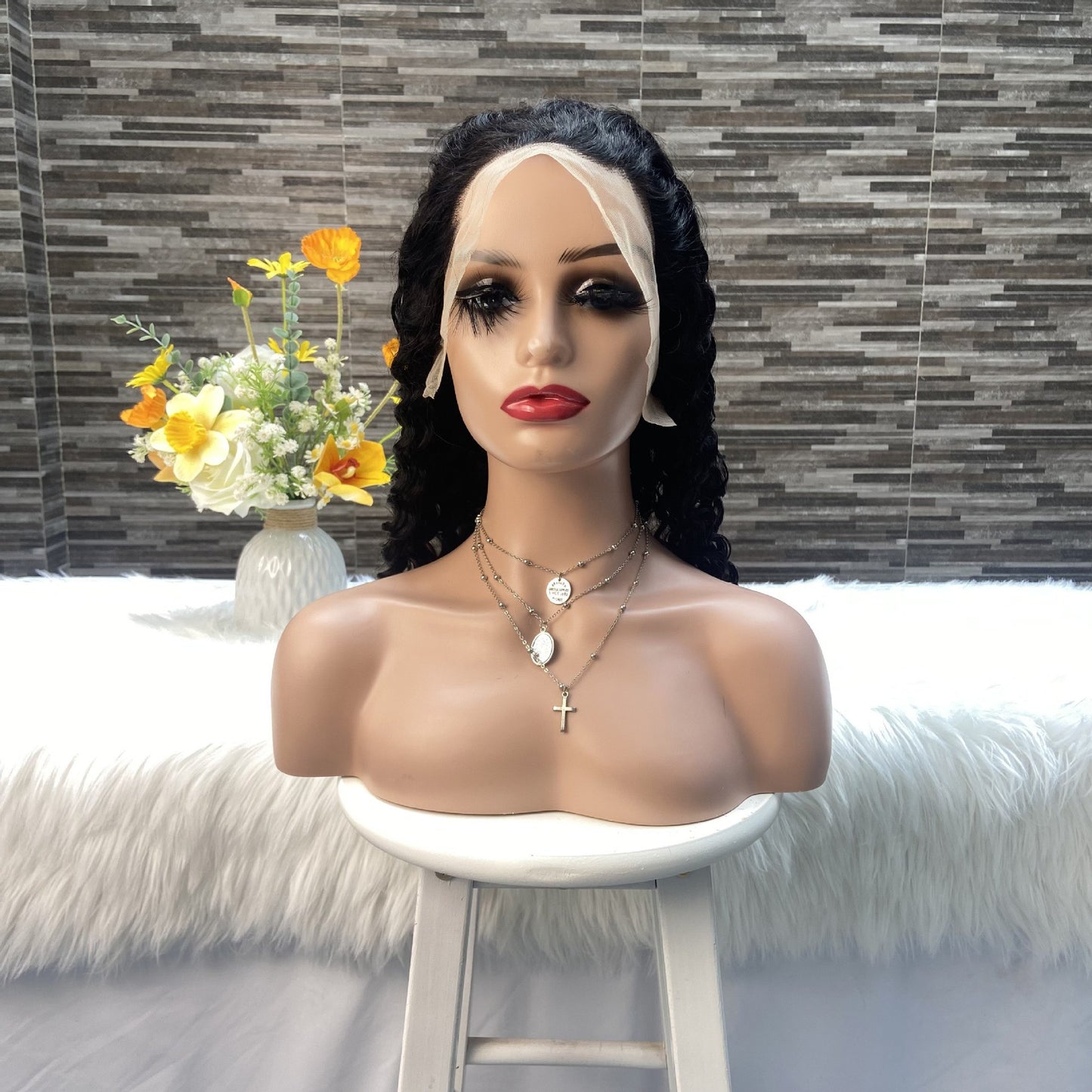Natural Color 13X4 Front Lace Wig Lace Frontal Wig Deep Wave