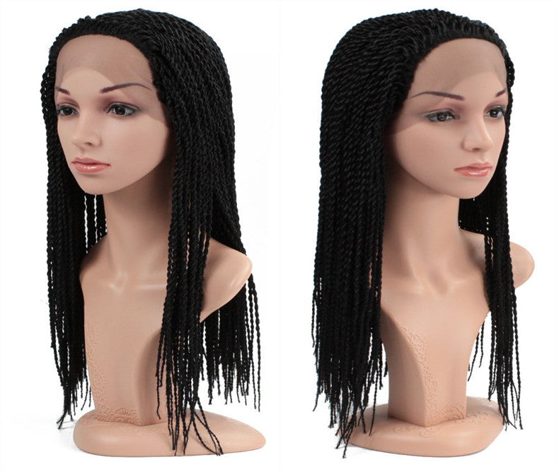 Hand Rubbed Dirty Braids High Temperature Silk Braids Front Lace Head Covering Wigs