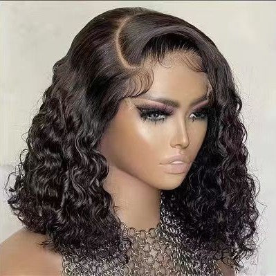 Water Wave BOB Wig Real Hair Double Drawn Human Hair Lace Wig
