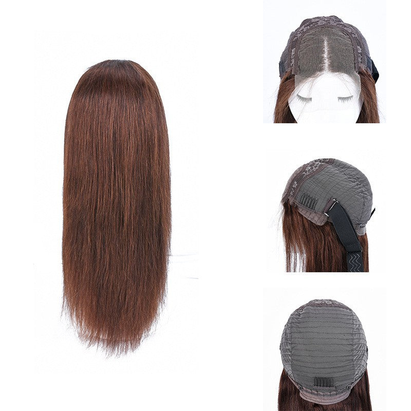Real hair lace wig U-shaped lace wig long hair wig