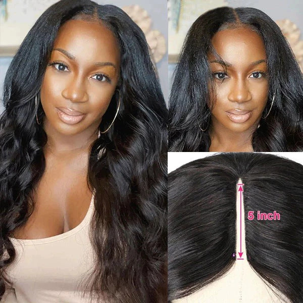 V Part Wig Body Wave Human Hair Headgear Real Hair European and American Wig Headgear V-shaped Headgear