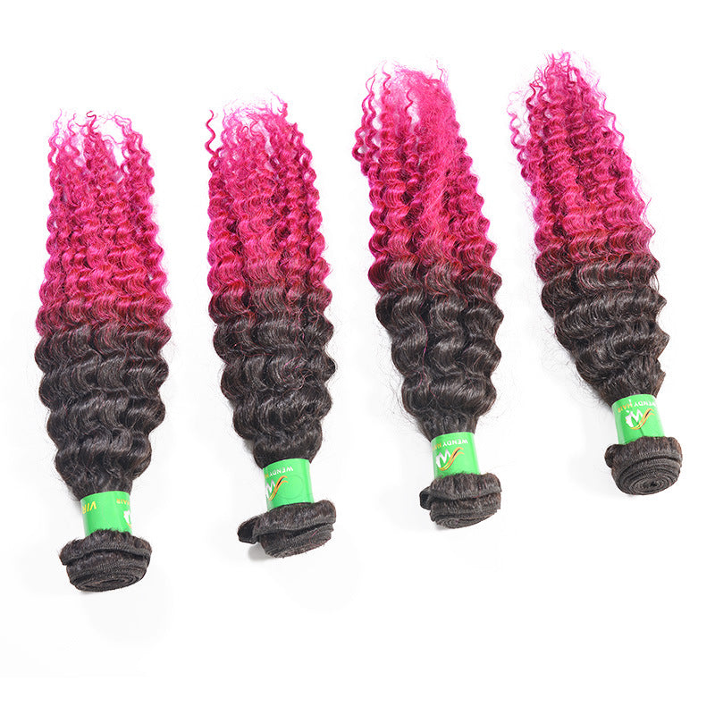 Real Smooth Hair T1B/99J Two-color Real Gradient Color Hair Curtain Hair Wholesale Manufacturer Wig