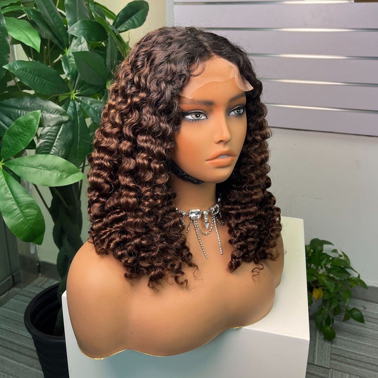 Lace Spring Curls Real Human Hair Burmese Curly Wig Full Headgear