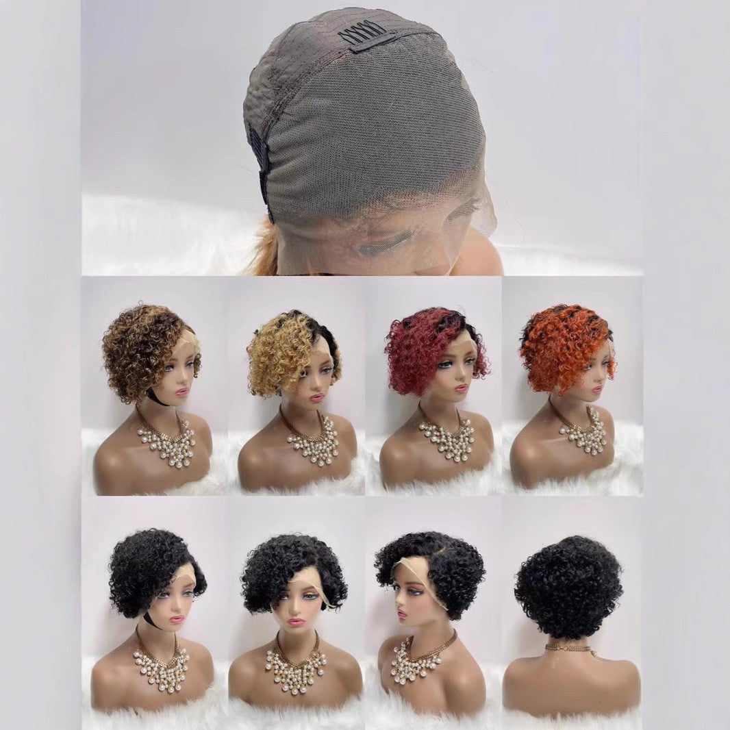 SX-07 13x4 Lace Pixie Wig Side Parted Peruvian Real Hair