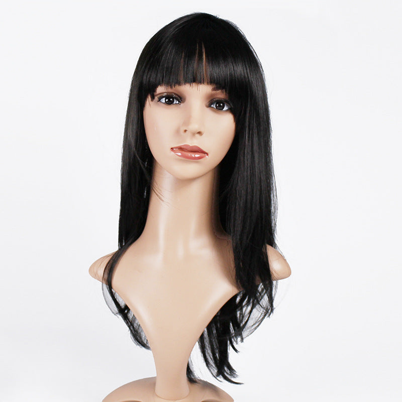 Chemical Fiber Hair Long Straight Hair Realistic Natural Hair Wigs Head Covering Wig