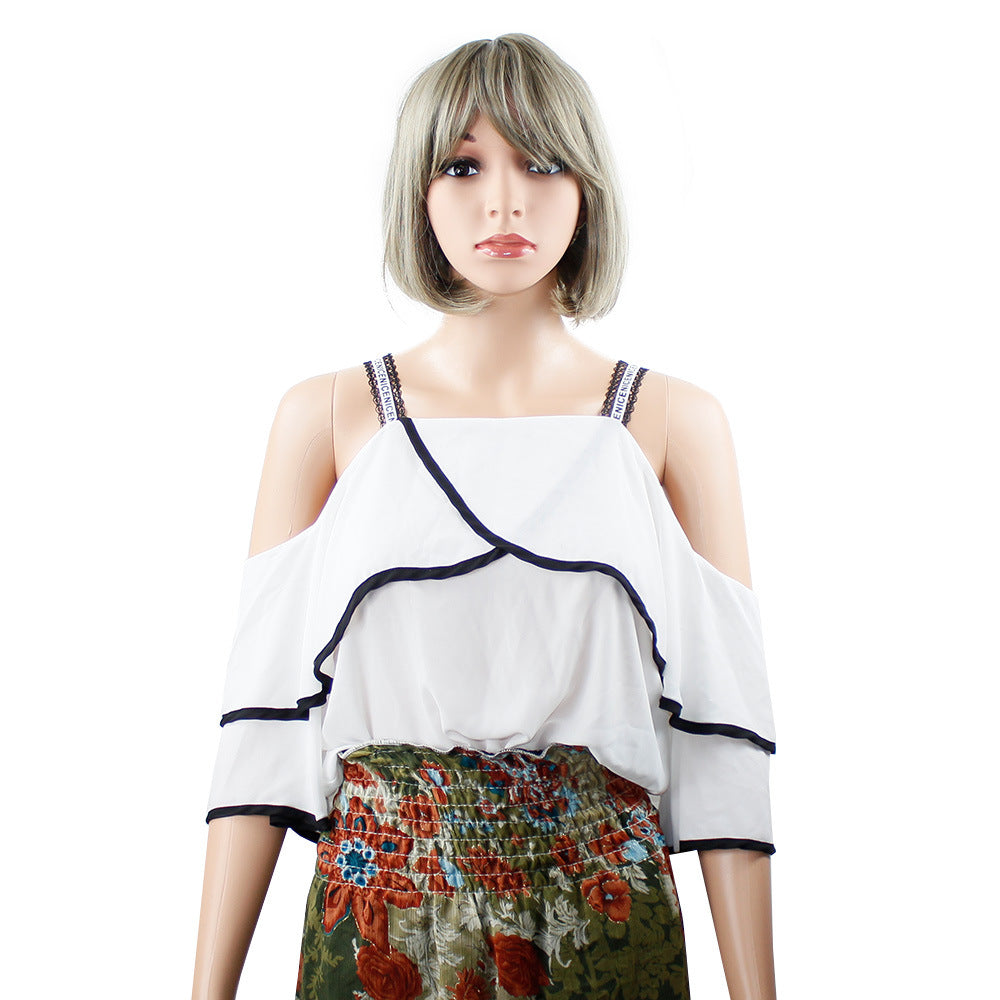 Hot Sale Fashion Short Hair Female Short Straight Hair Net Red Synthetic Hair bob Wig