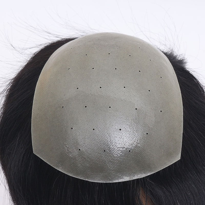 Men's Wig Pieces Uncut Natural Bio Scalp Big Back Ultra Thin Bald Head Real Hair Hand Woven Head Hair Replacement