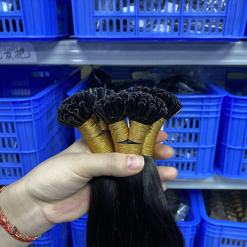 Real hair seamless hair extensions U-Tip hair natural color nail hair extensions wig hair bundle