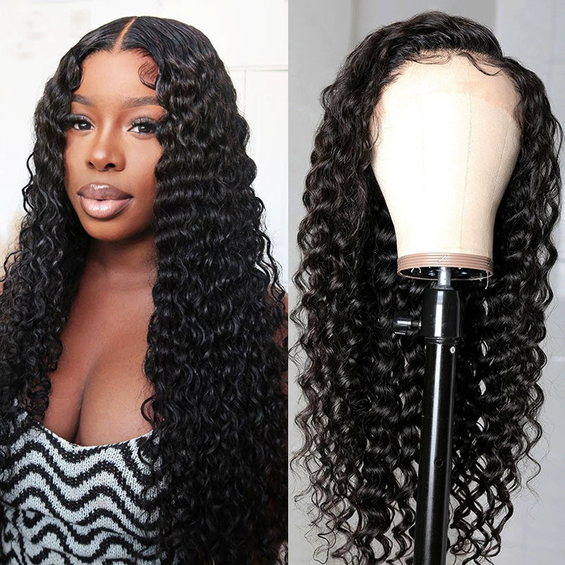 Front Lace Front Lace Wig Women Center Parted African Long Curly Hair Head Set Real Wig 100% Human Hair