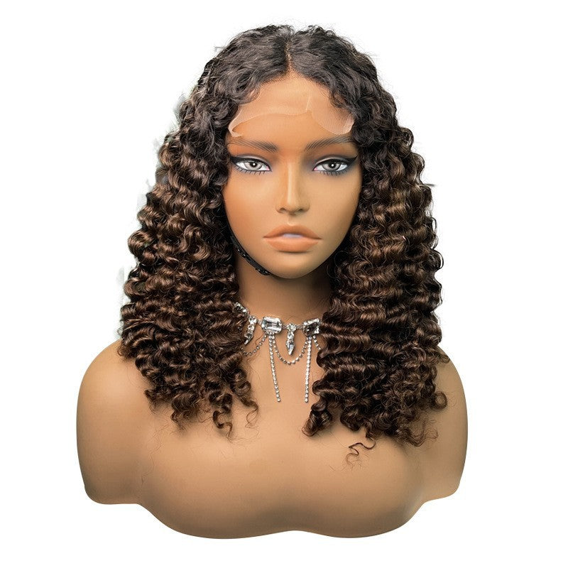 Lace Spring Curls Real Human Hair Burmese Curly Wig Full Headgear