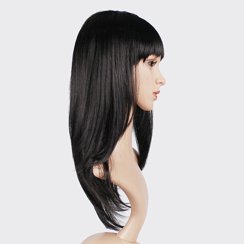 Chemical Fiber Hair Long Straight Hair Realistic Natural Hair Wigs Head Covering Wig