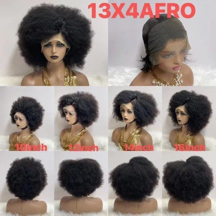 13x4 Afro Wig 100% Human Hair Peruvian Hair 12A Real Hair