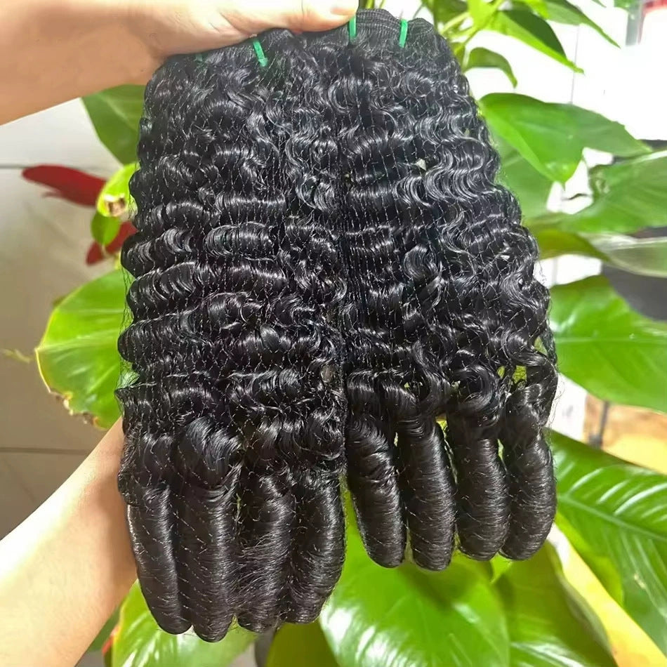 Burmese Curly Bundles Human Hair Real Hair Smooth Hair Clockwork Wigs