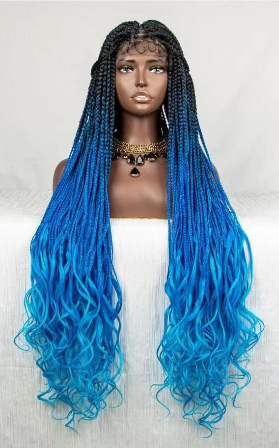 Dirty Braids Braids Gradient Color Hair Wigs Free Parting 38 Inches Lace Headgear Wigs