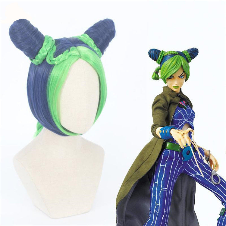 Cosplay Wig Wholesale JoJo's Bizarre Adventure Jolyne Kujo Braid Blue-Green Anime Wig