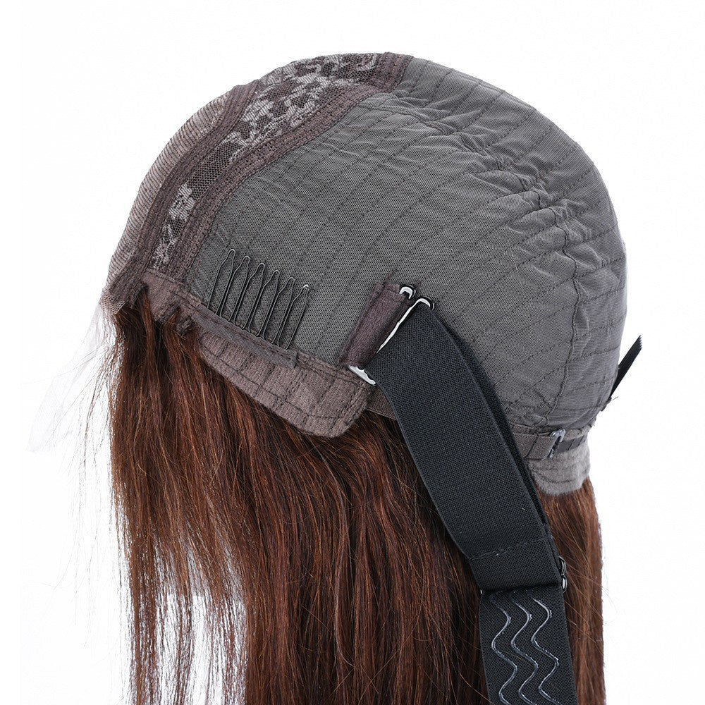 Real hair lace wig U-shaped lace wig long hair wig