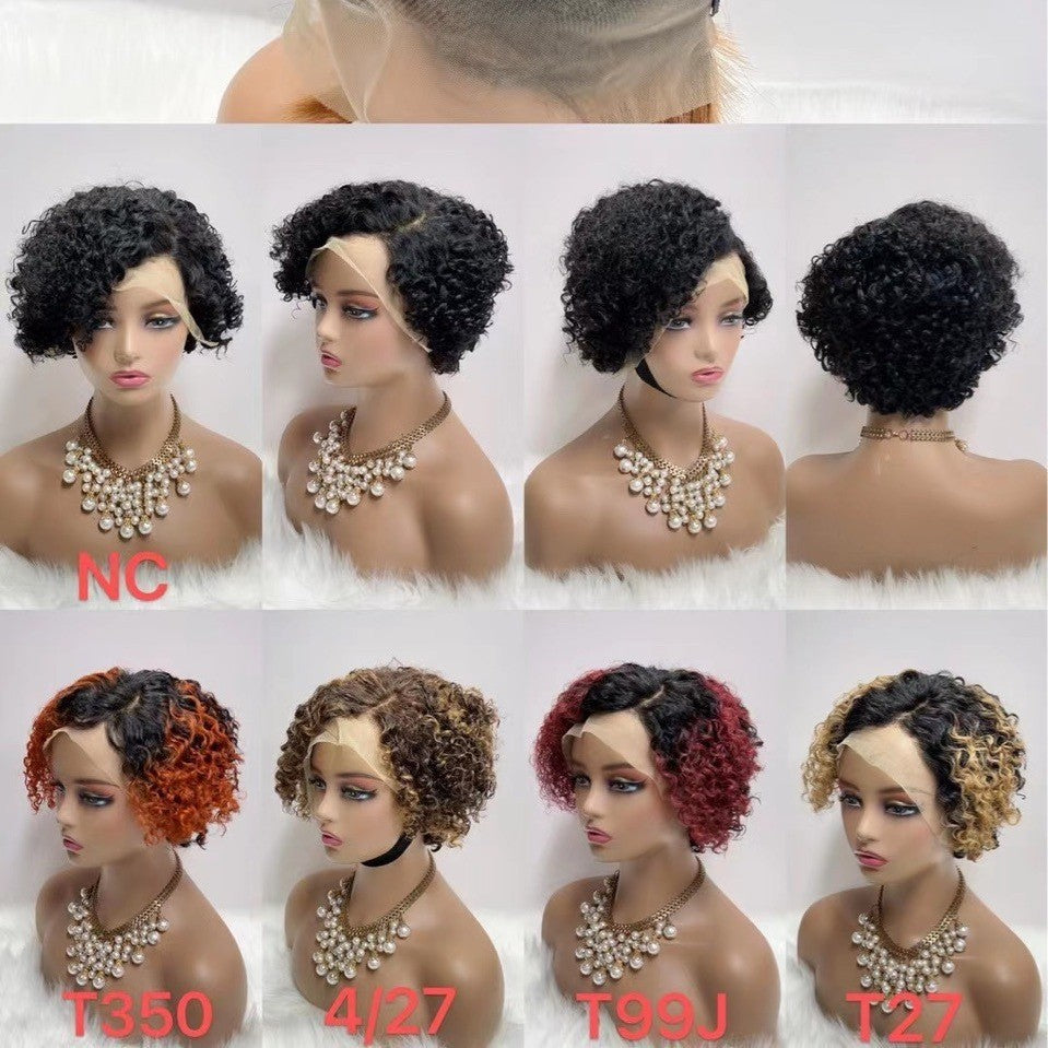 SX-07 13x4 Lace Pixie Wig Side Parted Peruvian Real Hair