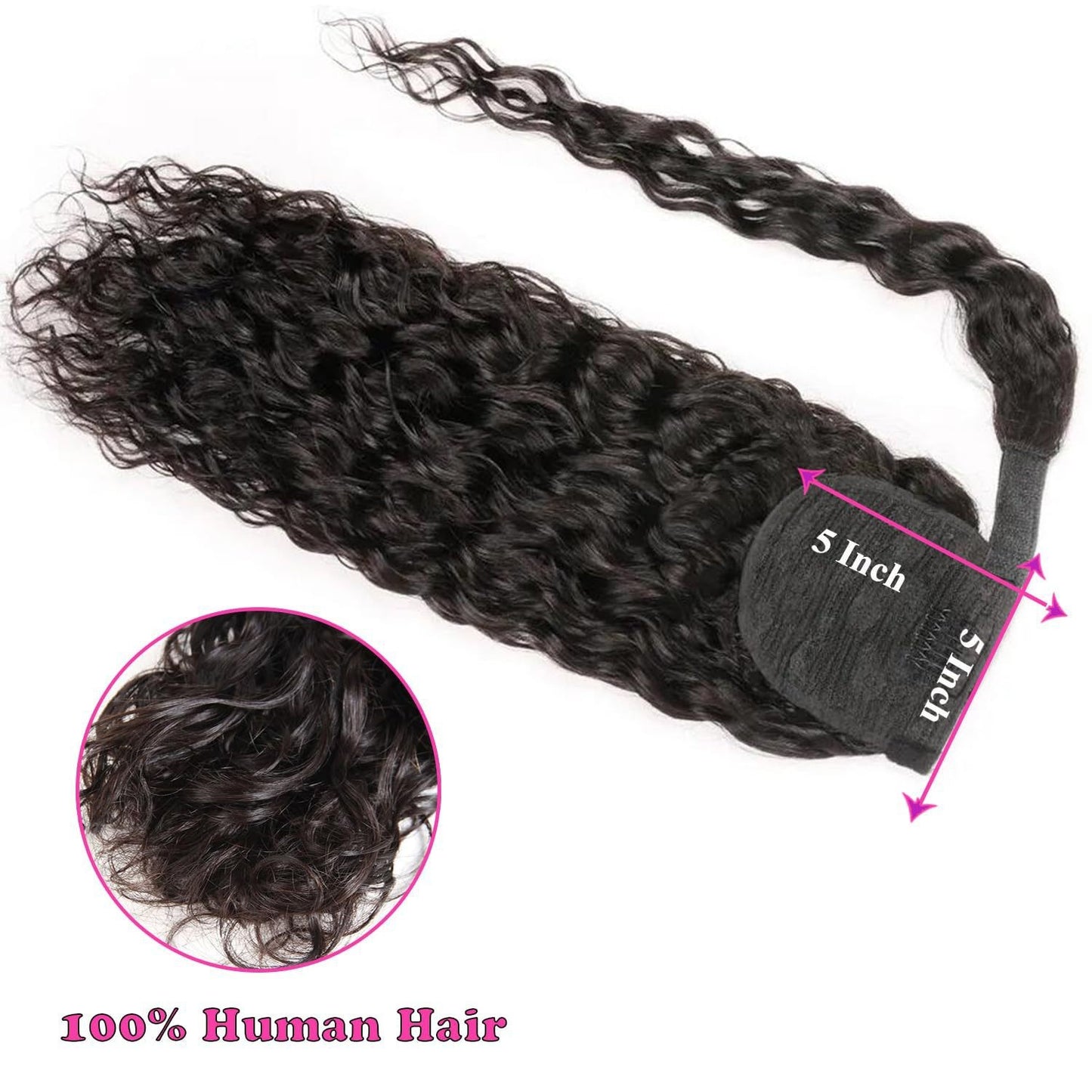 Real Hair Real Hair Wig Water Wave Ponytail velcro Ponytail