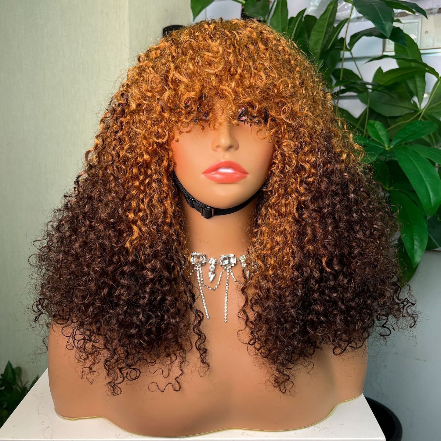 100% Real Hair Head Cover Curly Wave Human Hair Wig