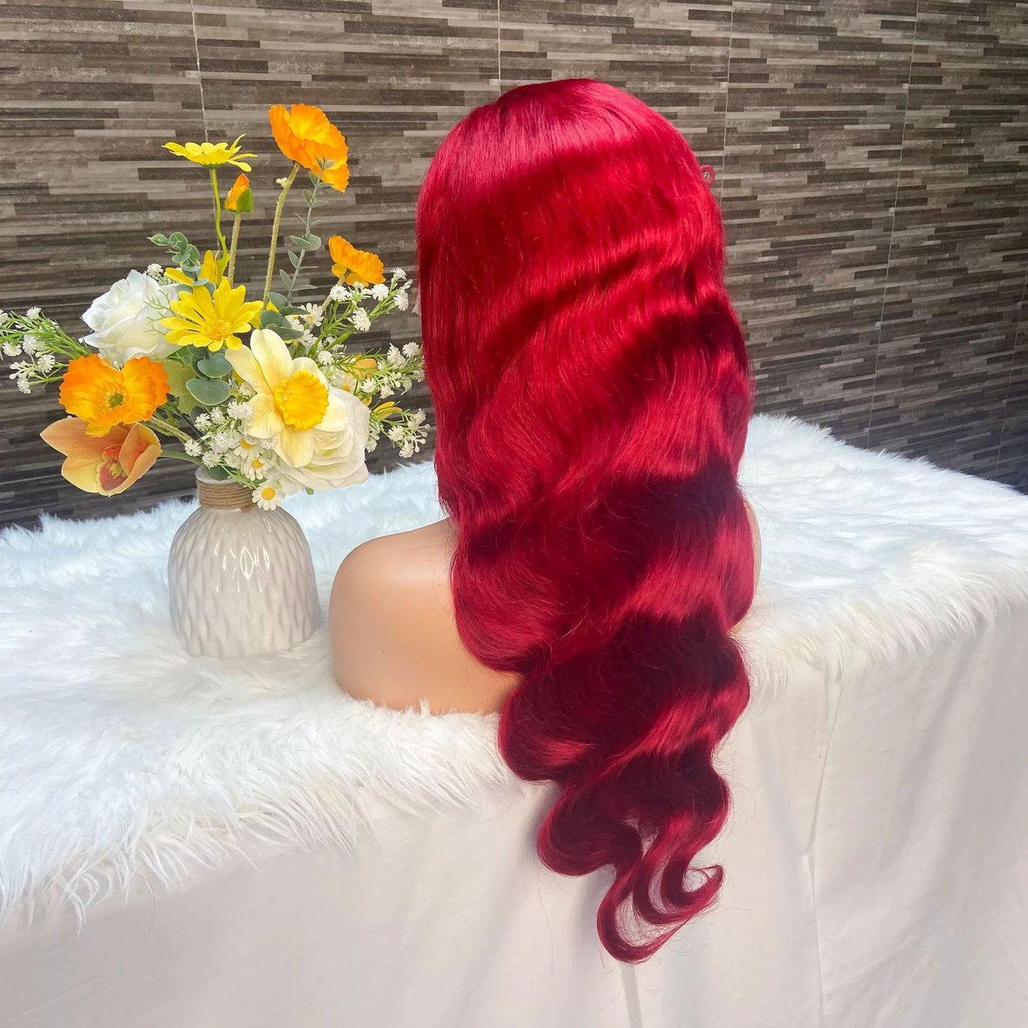 Front Lace Wig Front Lace Wig 13X4 Burgundy BUG Curvy Hair Head Cover Body Wave Hair
