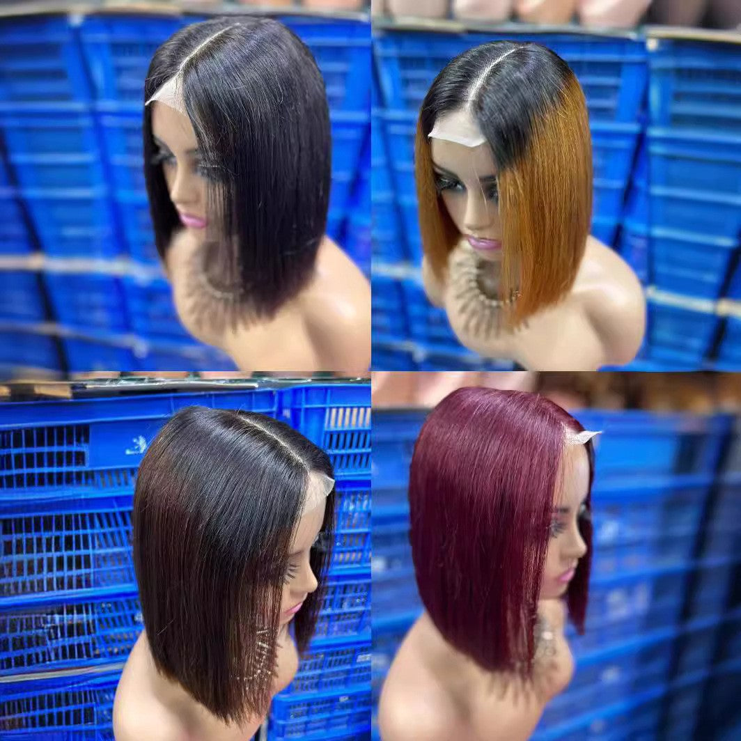 Bone Straight 2x6 Lace bob Wig Human Hair Double Drawn