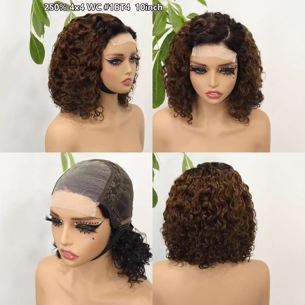 250% Human Hair Parted 4*4 BOB-WC 10inch 100% Human Hair