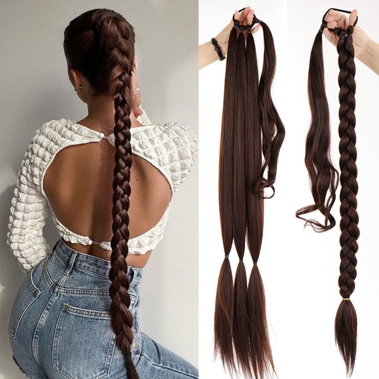 Export Trade Wig Ponytail Braided Style Wig Ponytail Extension Three-Strand Braid Export Trade Wig Ponytail Braided Hair Extension