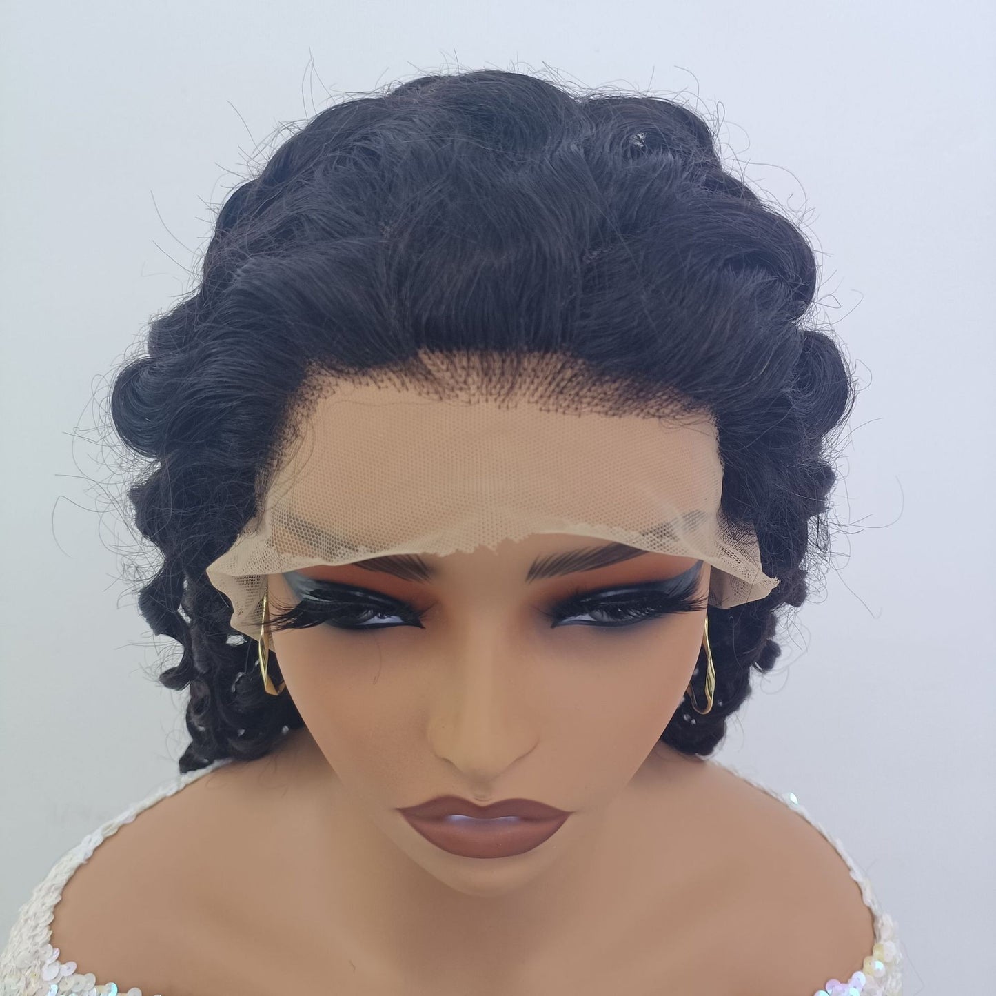 Human Hair Fumi Curly 13x4 Lace Front Wig Real Hair Headgear