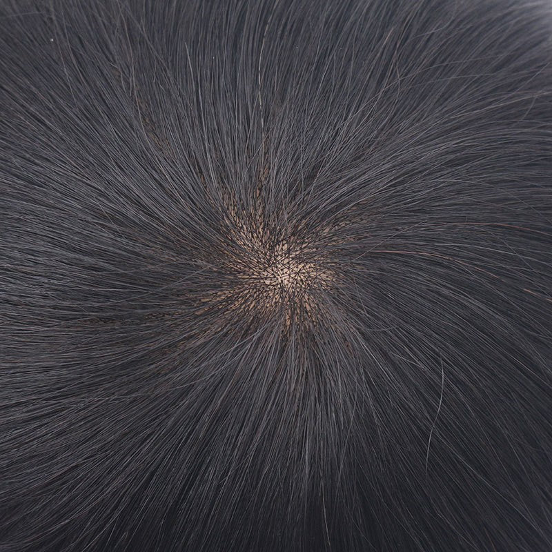 Men's Wig Pieces Uncut Natural Bio Scalp Big Back Ultra Thin Bald Head Real Hair Hand Woven Head Hair Replacement