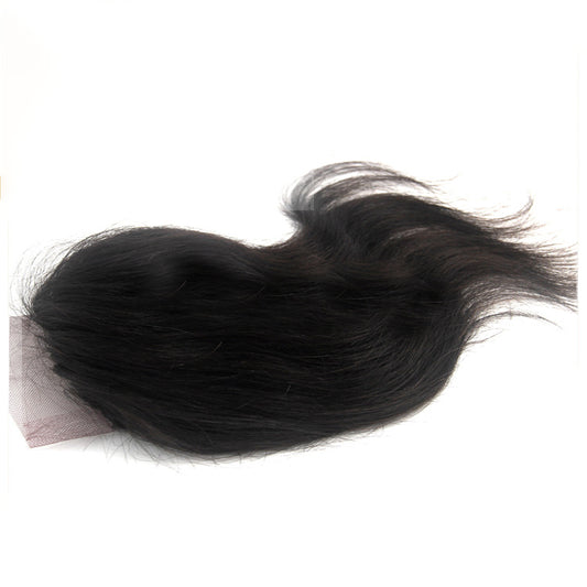 Bloque de cabello humano 100 % indio tejido a mano con encaje universal, reemplazo de cabello liso, cierre de encaje, disponible en stock