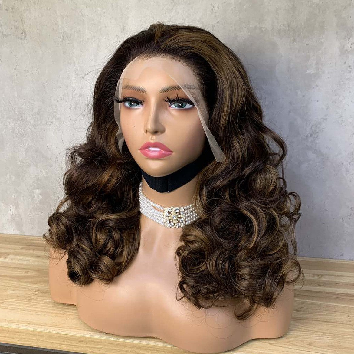 13x4 Front Lace Real Long Curly Hair Headgear Style Can Be Flush or Oblique Fluffy Wig