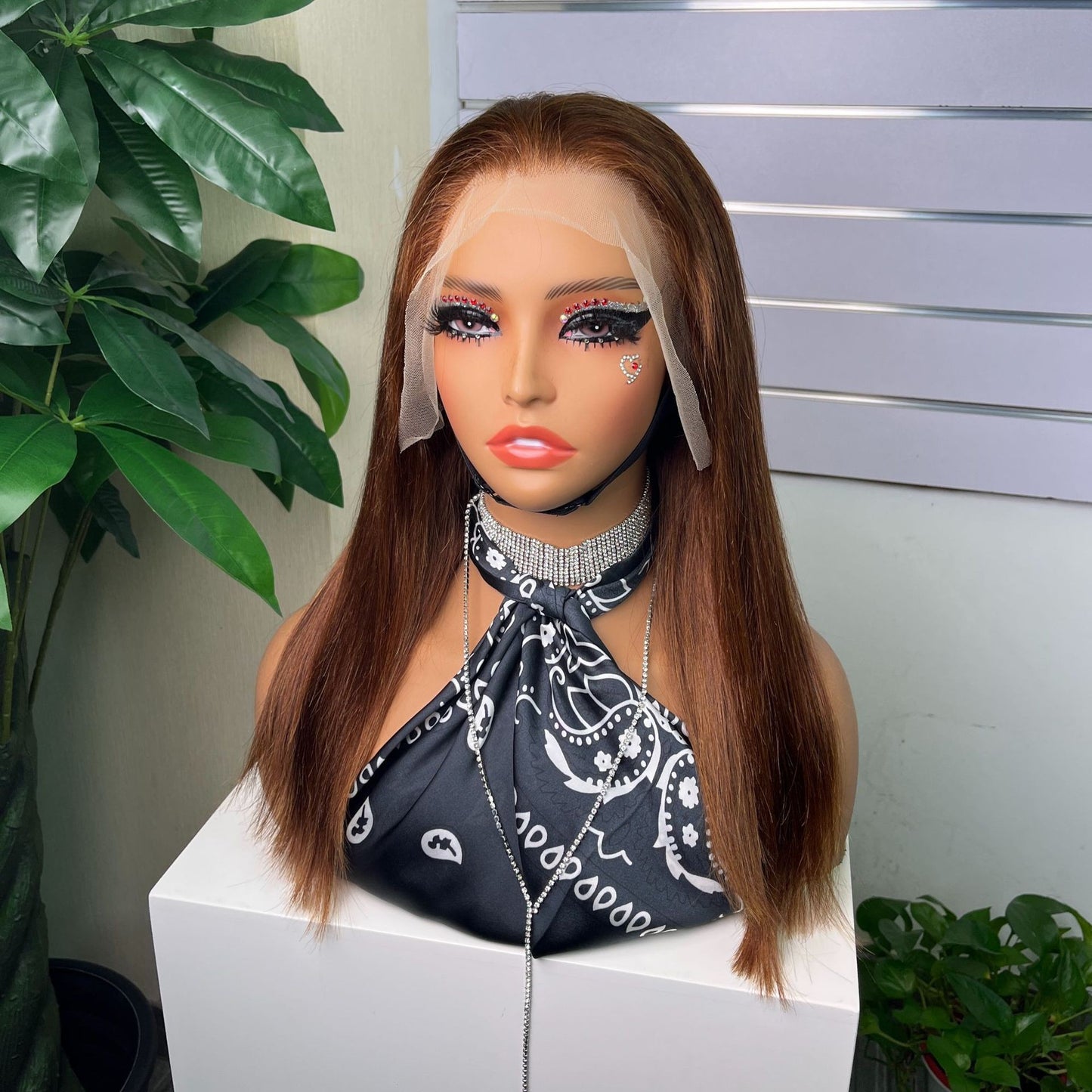 Lace Real Hair Head Covering Wig 100% Human Hair