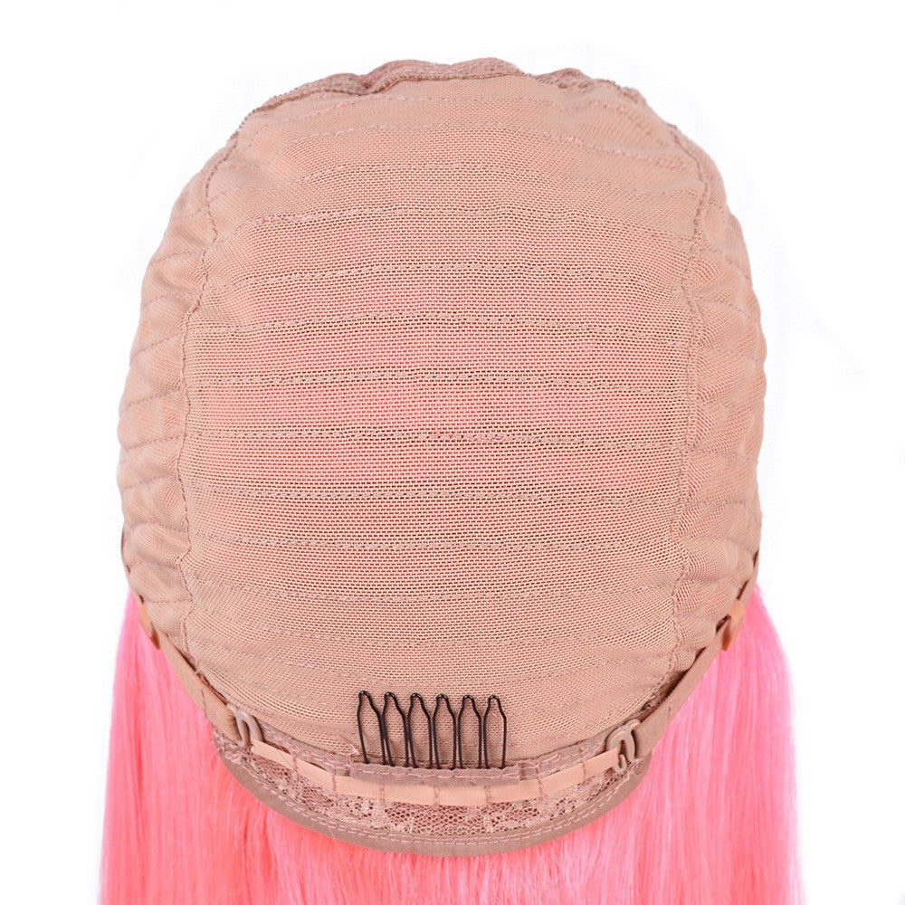 Front Lace Real Wig Head Cover Full Head Wig Real Hair Colorful BOB