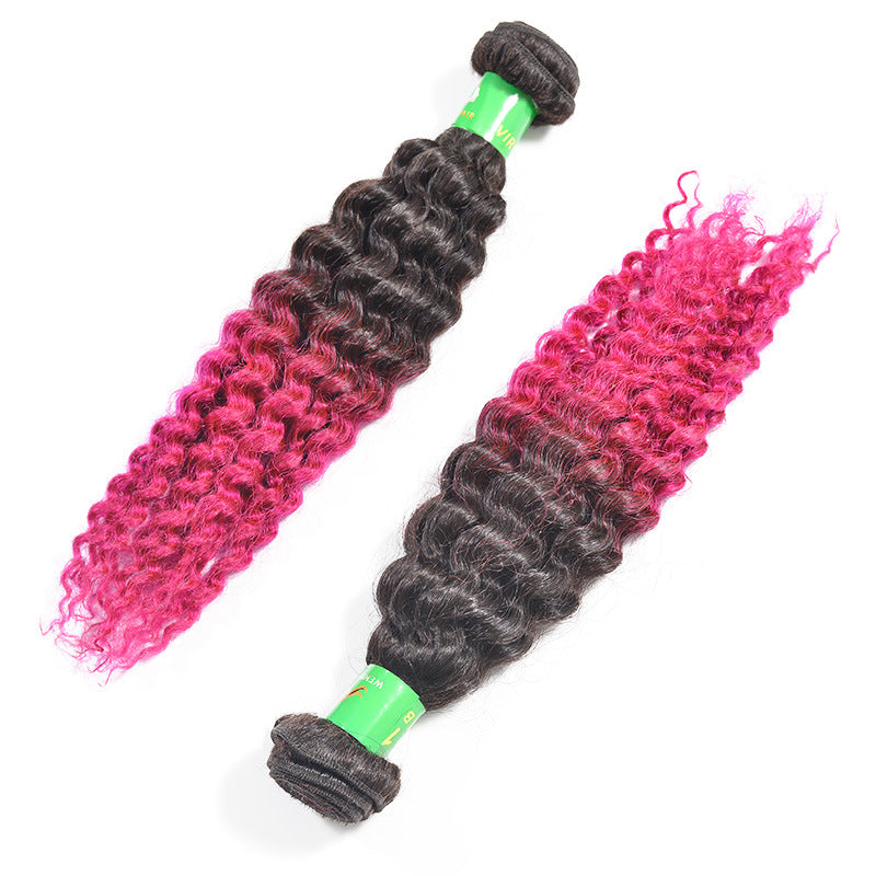 Real Smooth Hair T1B/99J Two-color Real Gradient Color Hair Curtain Hair Wholesale Manufacturer Wig