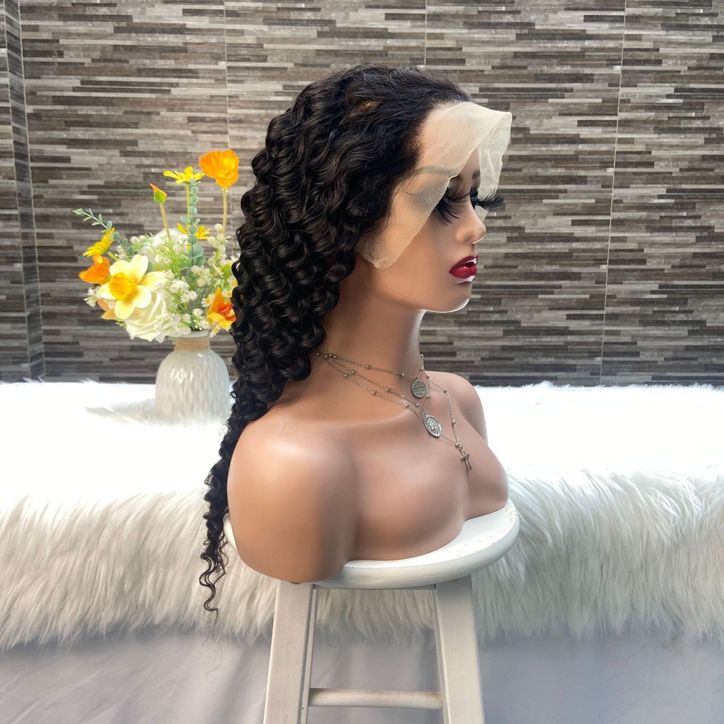 Natural Color 13X4 Front Lace Wig Lace Frontal Wig Deep Wave