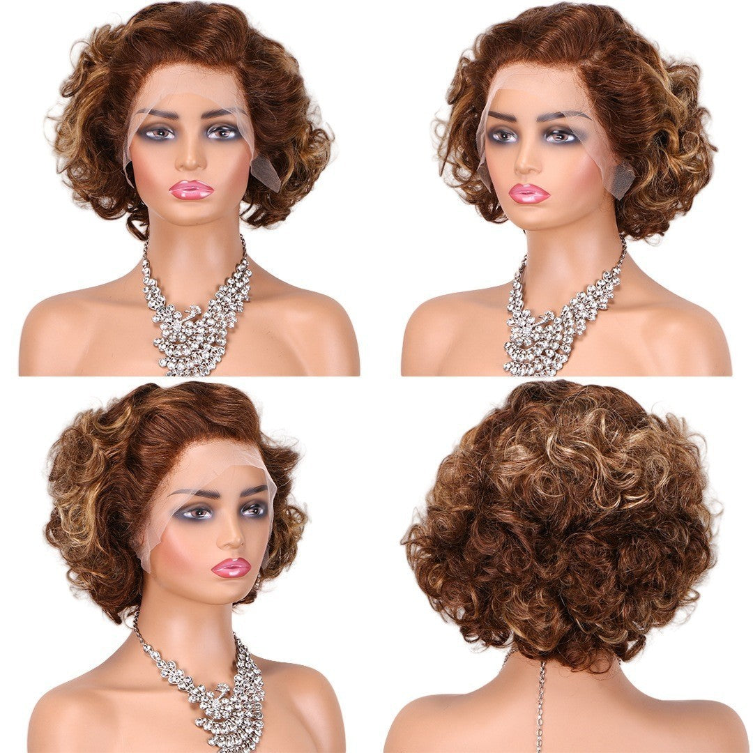 Real Hair Wigs Short Full Mechanism Headgear Human Hair Pixie Cut Wigs