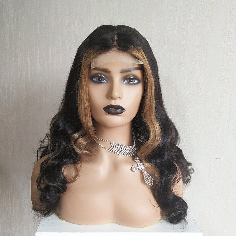 double drawn piano human hair spring curly 4x4 lace wig