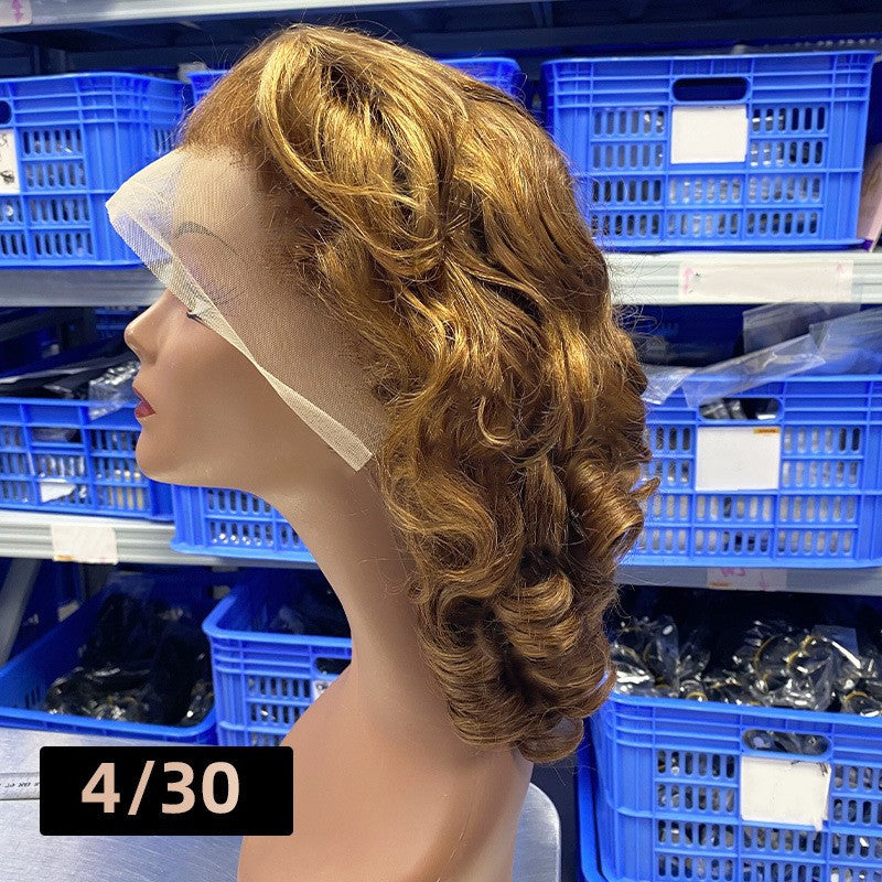 13*4 Glueless Wig Bouncy Loose Human Hair Wig Foreign Trade Wigs Real Hair