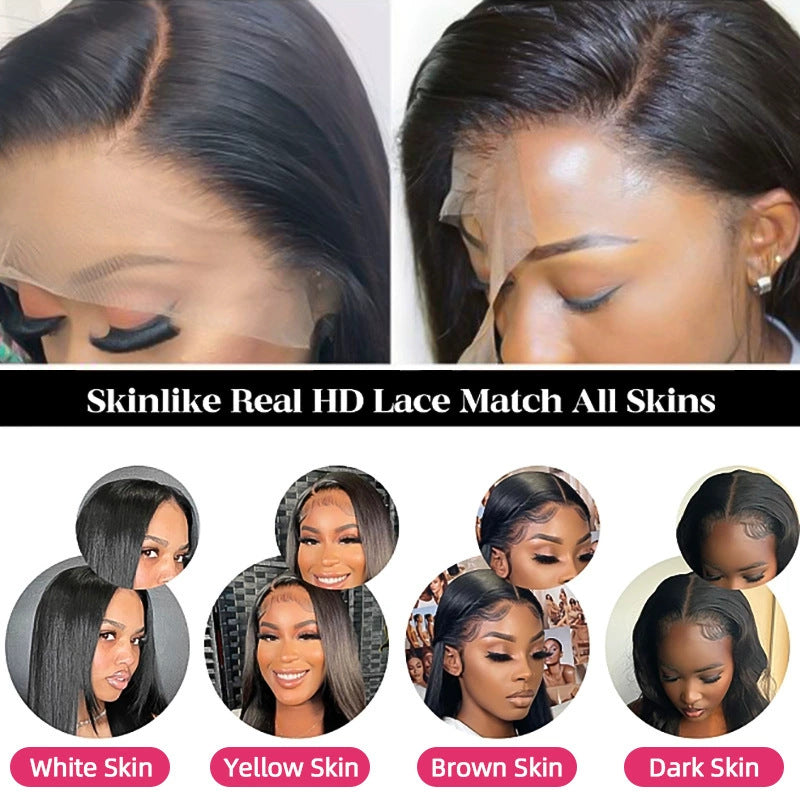 Front Lace Front Lace Wig Women Center Parted African Long Curly Hair Head Set Real Wig 100% Human Hair