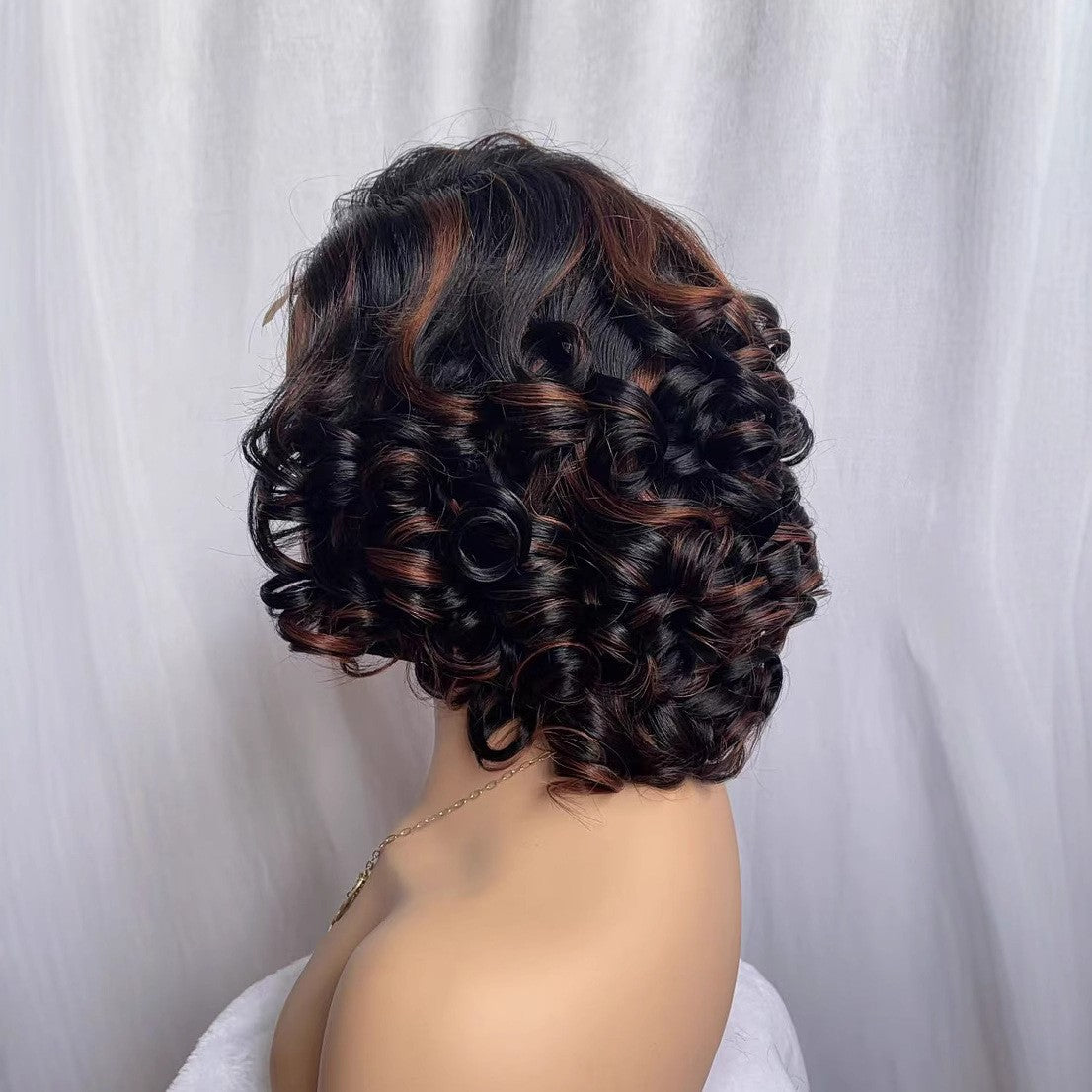 Front Lace Wig Head Covers Medium Roman Curls Intercolor African Foreign Trade Curly Hair Covers Full Real Hair