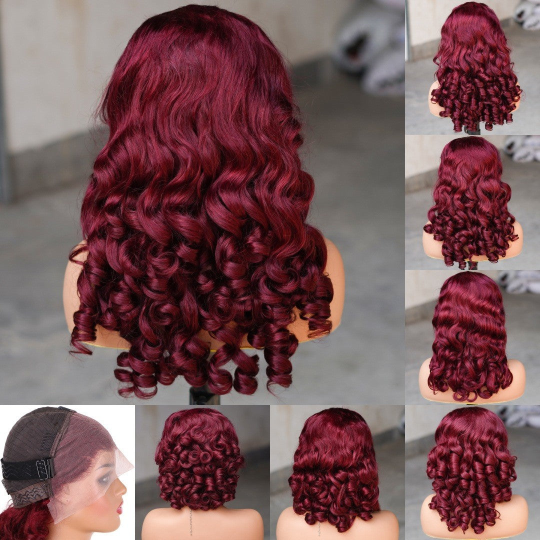 Glueless BouncyLoose Lace Front Real Hair Wig Lace Headgear