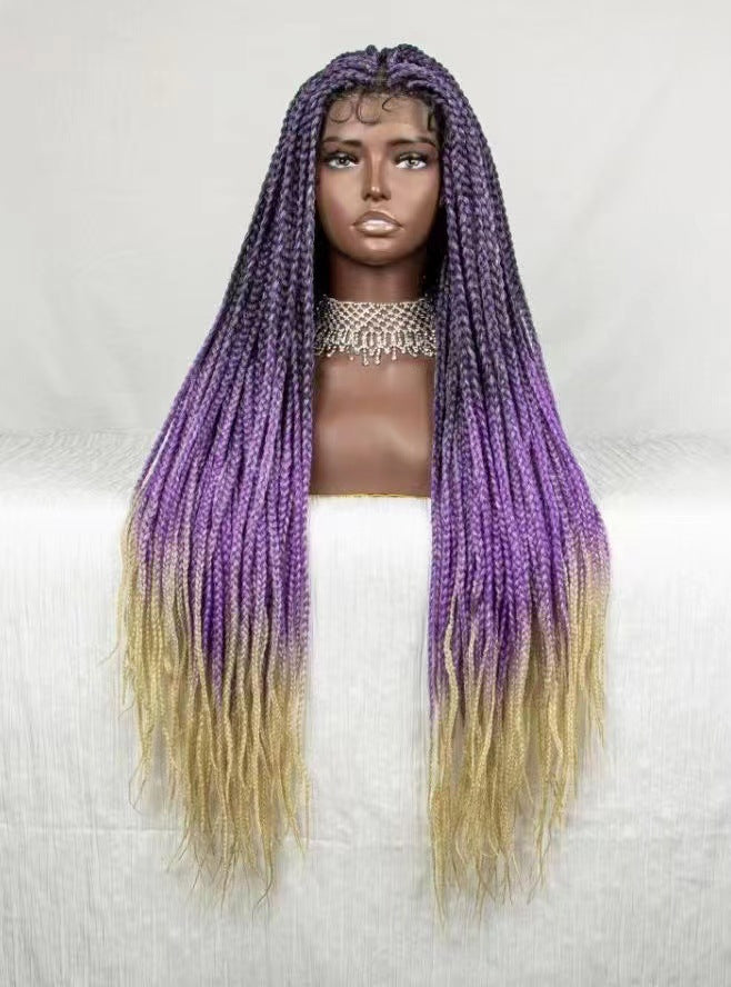 Dirty Braids Braids Gradient Color Hair Wigs Free Parting 38 Inches Lace Headgear Wigs