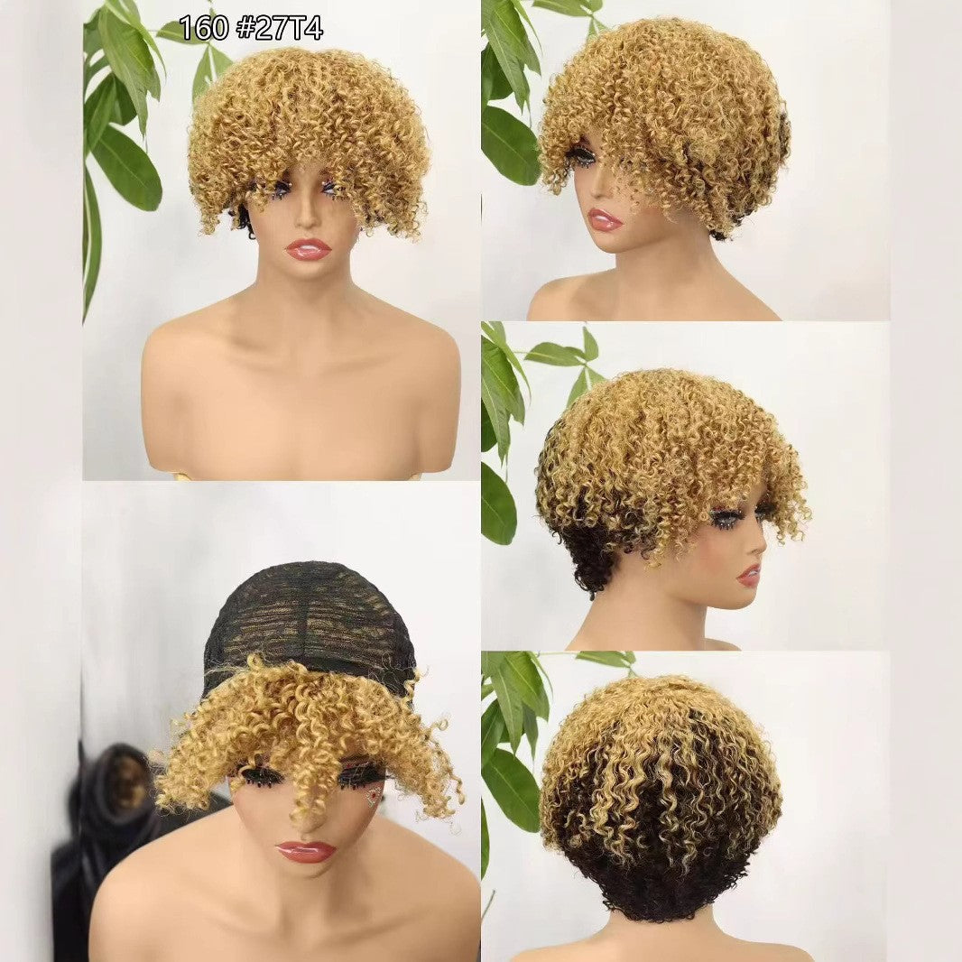 160# machine made wig human hair fringe new wig