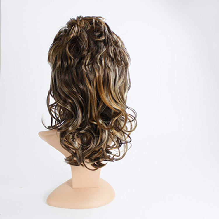 High-temperature long curly hair with side-swept bangs, synthetic fiber wigs and hairpieces