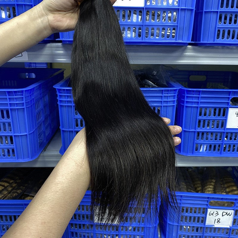 Wig made from real human hair fishline hair extensions seamless hair extensions